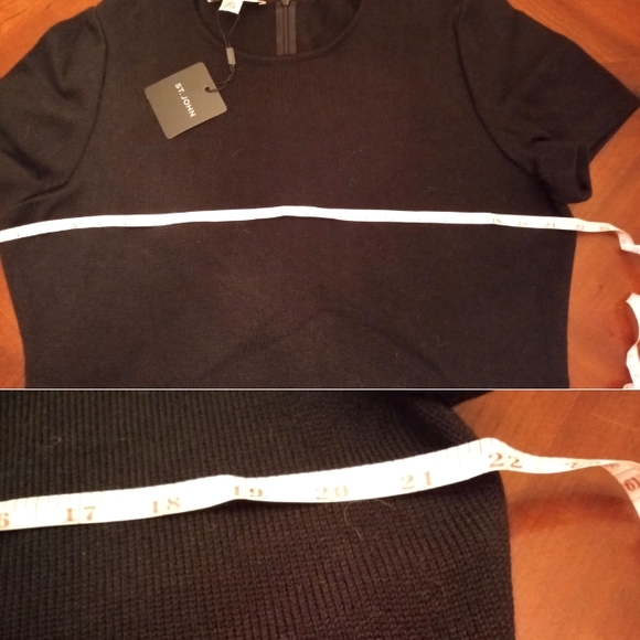 🆕⭐ST. JOHN black short sleeve midi sheath dress - Picture 7 of 10